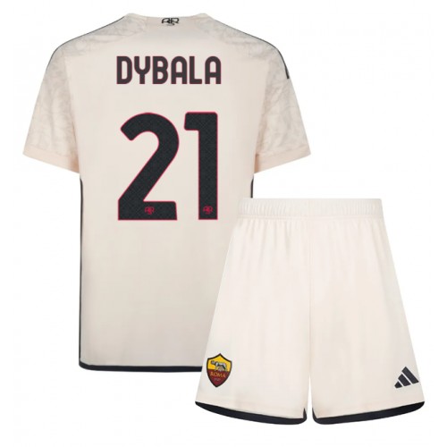 Fotballdrakt Barn AS Roma Paulo Dybala #21 Bortedraktsett 2023-24 Kortermet (+ Korte bukser)